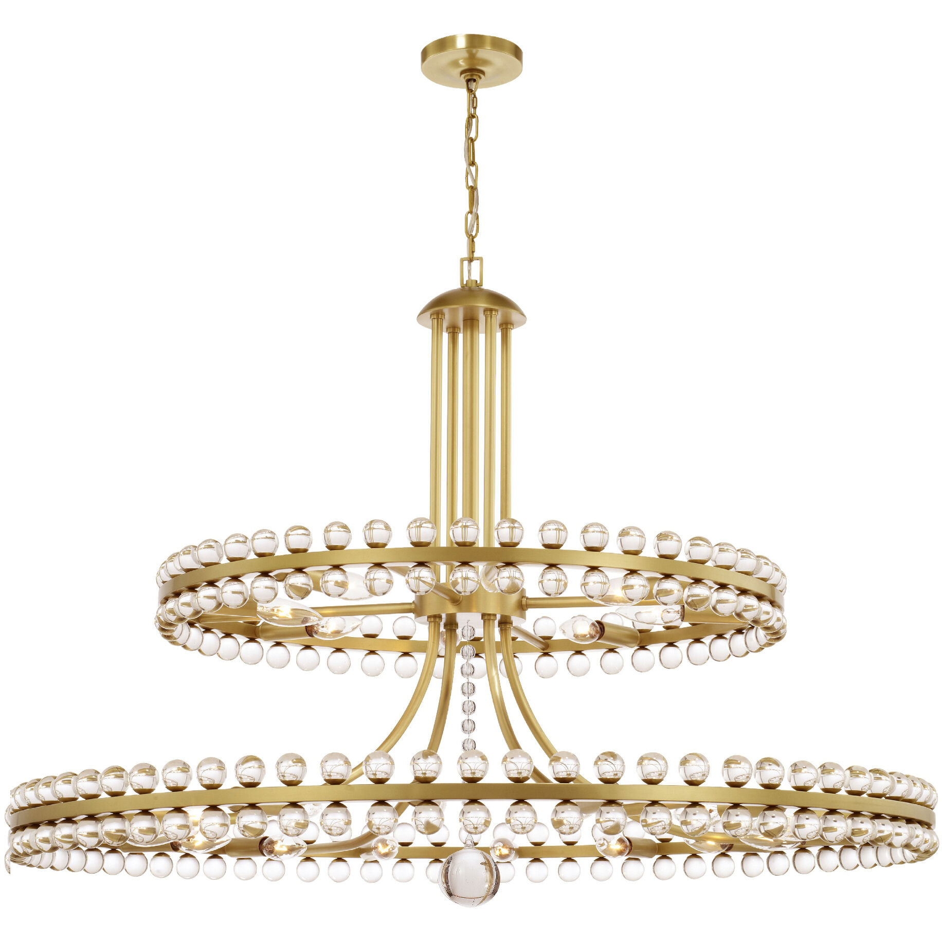 Clover 24 Light 39.25 inch Aged Brass Chandelier Ceiling Light
