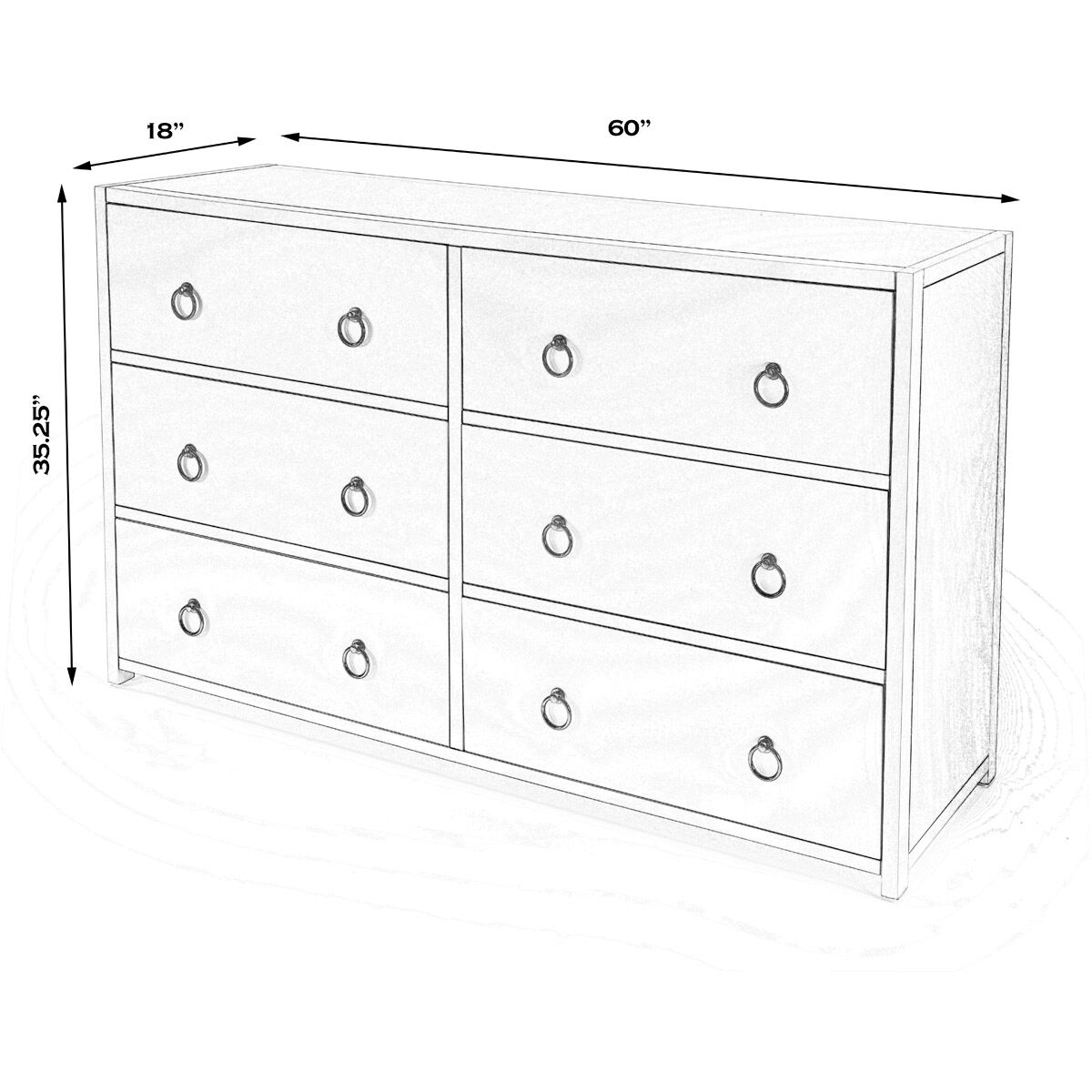 Lark 6 Drawer Dresser in White