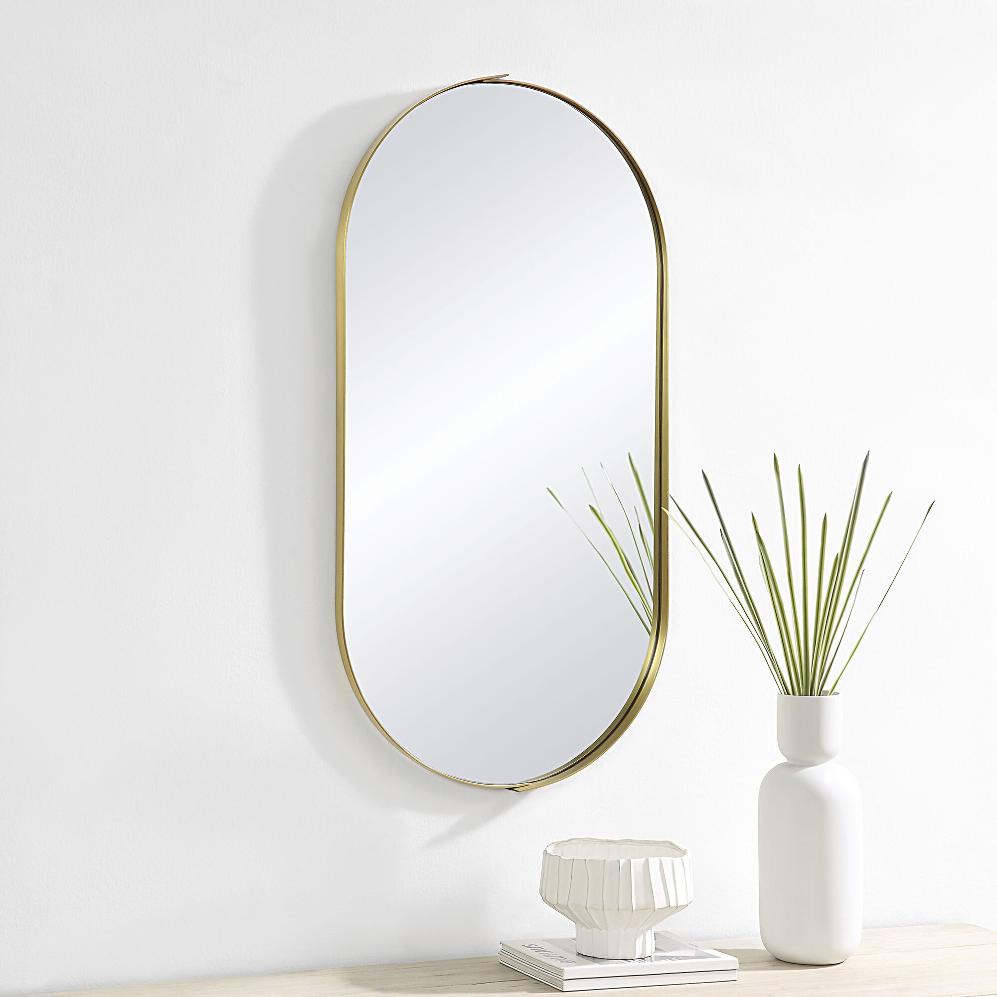 Aleah 40 X 20 inch Satin Brass Wall Mirror