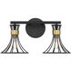 Breur 2 Light 17.25 inch Black with Warm Brass Accents Bathroom Vanity Light Wall Light