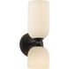 Alora Mood Nelly Wall/Vanity Light Wall Light in Matte Black, Glossy Opal Ribbed Glass Shade