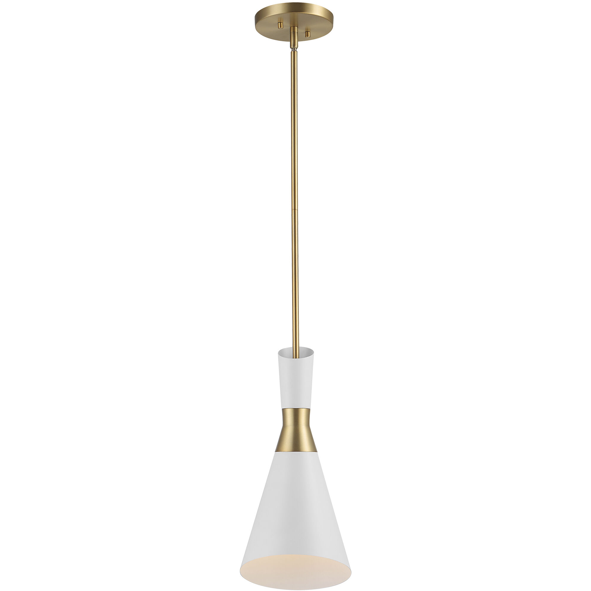 Eames 1 Light 8 inch White and Antique Brass Mini Pendant Ceiling Light