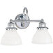 Baxter 2 Light 16 inch Chrome Vanity Light Wall Light in Milk