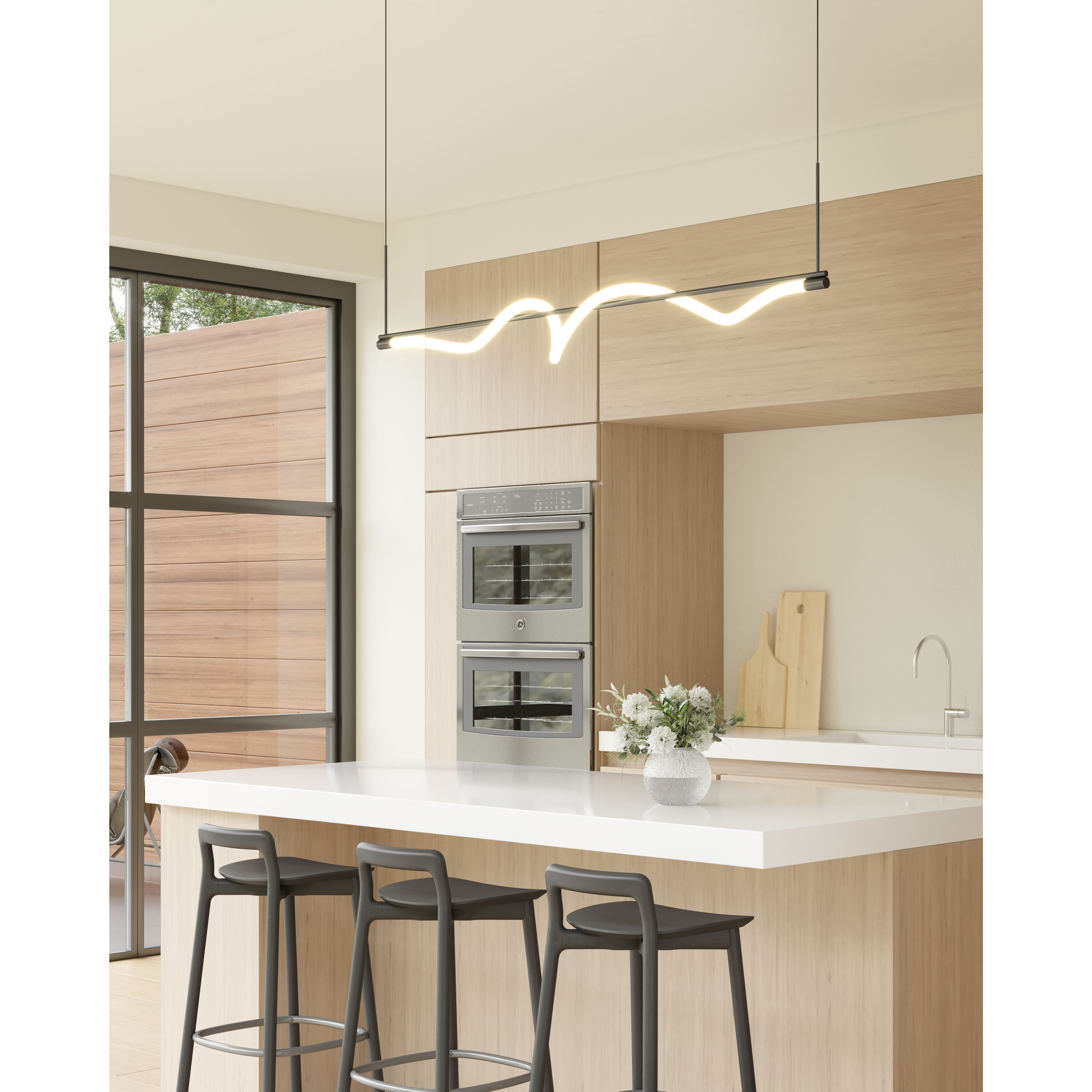 Cursive 54 inch Black Linear Pendant Ceiling Light