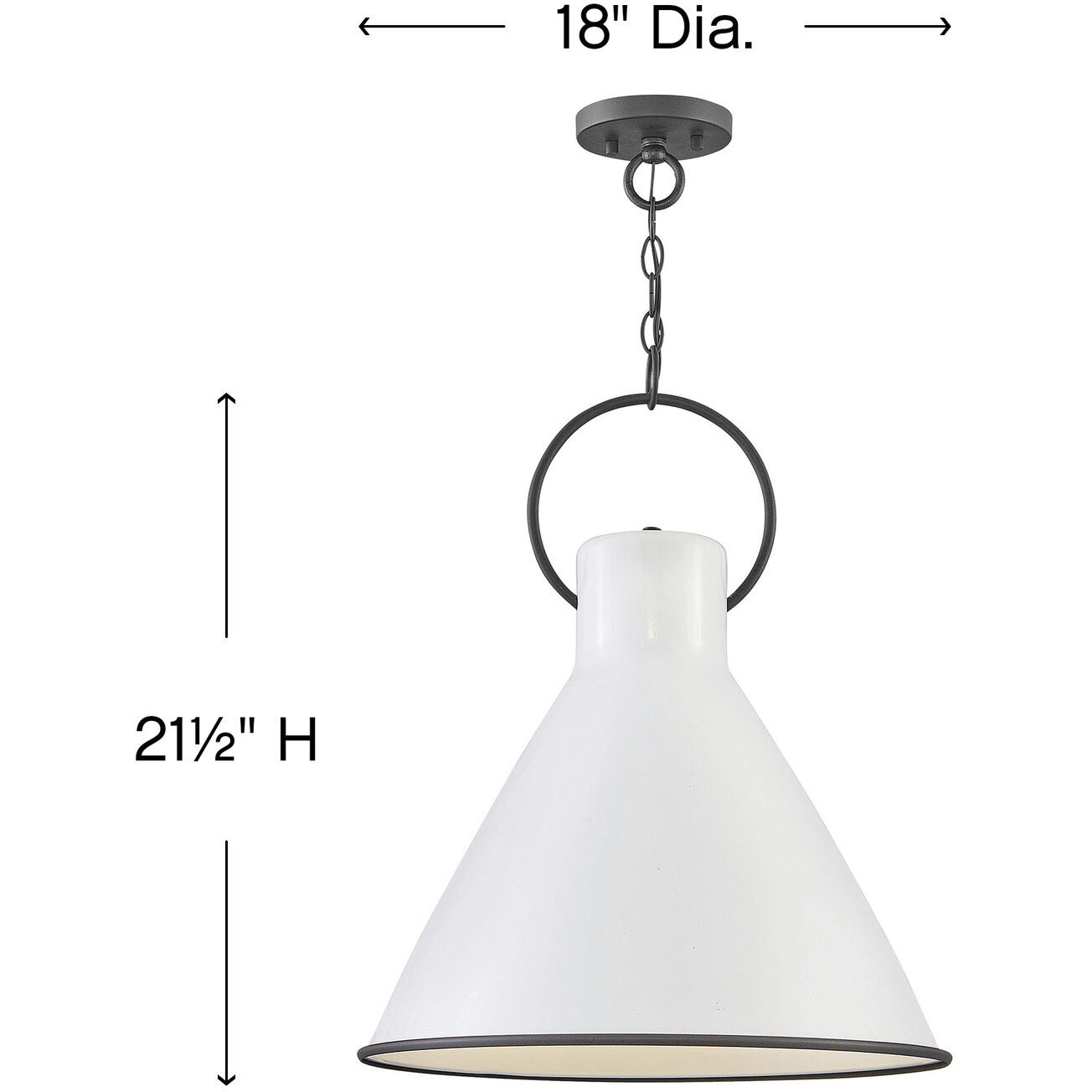 Winnie 1 Light 18 inch Polished White with Distressed Black Indoor Pendant Ceiling Light
