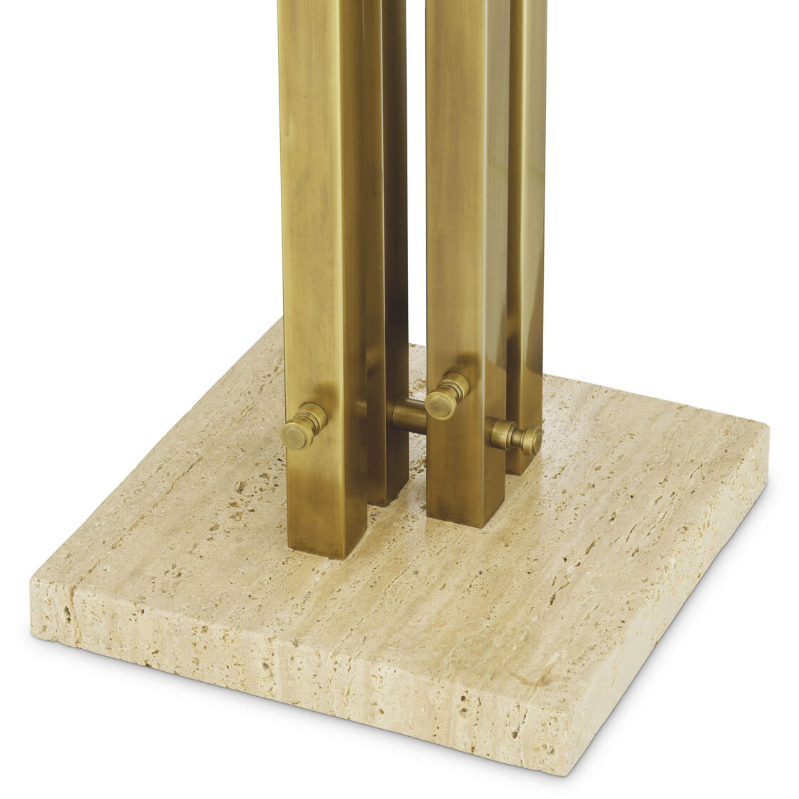 Destino 74.61 inch 40 watt Vintage Brass with Travertine Base Floor Lamp Portable Light