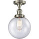 Franklin Restoration Large Beacon 1 Light 8 inch Brushed Satin Nickel Semi-Flush Mount Ceiling Light in Seedy Glass, Franklin Restoration