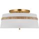 AH by Alexa Hampton Cordtlandt 3 Light 19 inch Burnished Brass with Rattan Semi-Flush Mount Ceiling Light