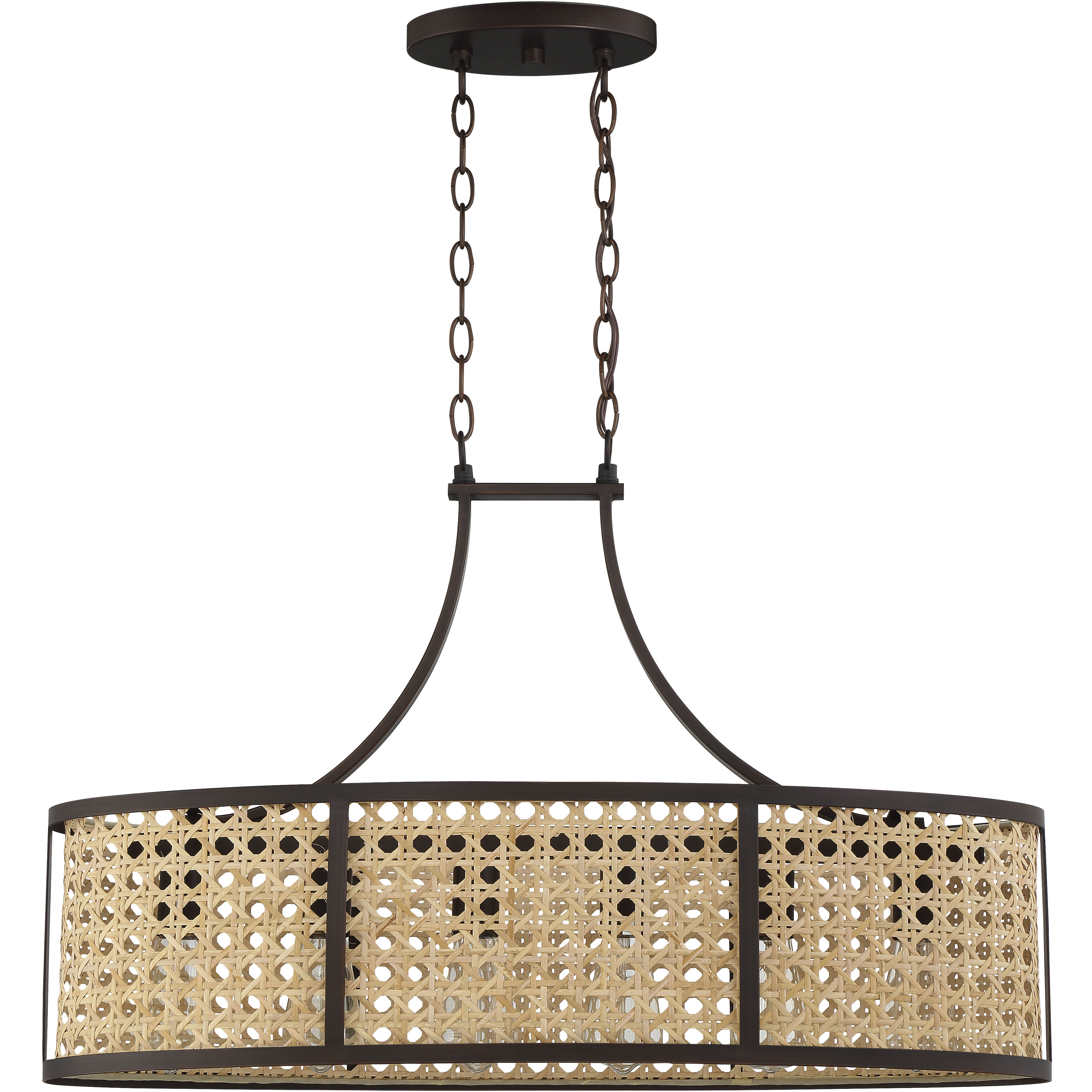 Malaya 6 Light 31.75 inch Aged Bronze Brushed Island Ceiling Light