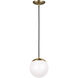 Leo - Hanging Globe LED 8 inch Satin Brass Pendant Ceiling Light