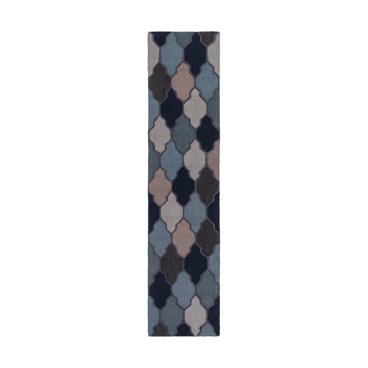 Pollack 96 X 27 inch Navy/Charcoal/Taupe/Light Gray/Aqua Rugs, Runner