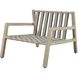 Strapped Ivory Rattan and Cerused Wheat Mahogany Wood Outdoor Lounge Chair
