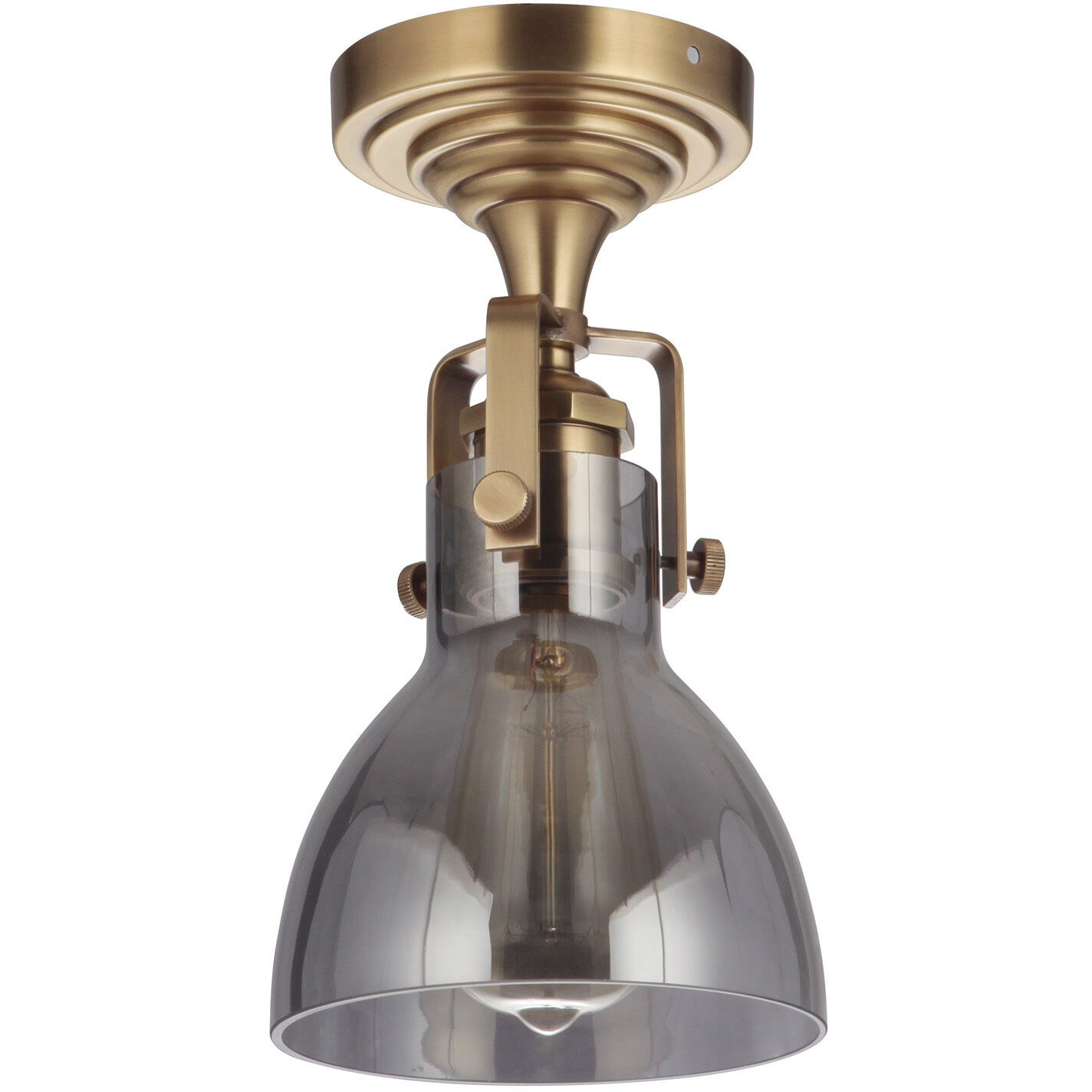 Gallery State House 1 Light 6 inch Vintage Brass Semi Flush Ceiling Light