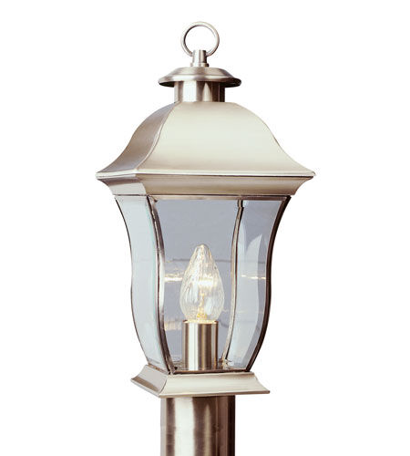 Downing 1 Light 17 inch Brushed Nickel Outdoor Postmount Lantern