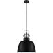 Gilwell 1 Light 14.96 inch Matte Black and Chrome Pendant Ceiling Light