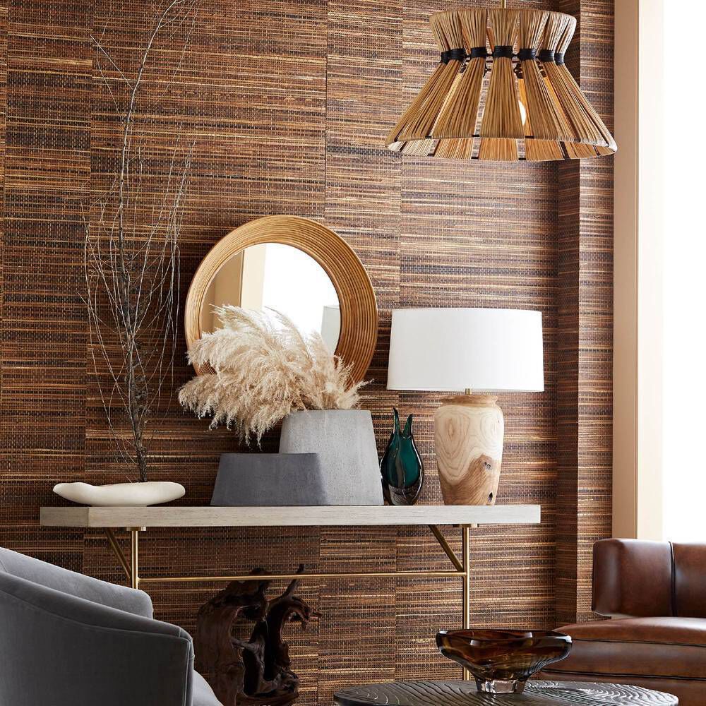 Harvey 1 Light 26 inch Natural and Antique Brass Pendant Ceiling Light