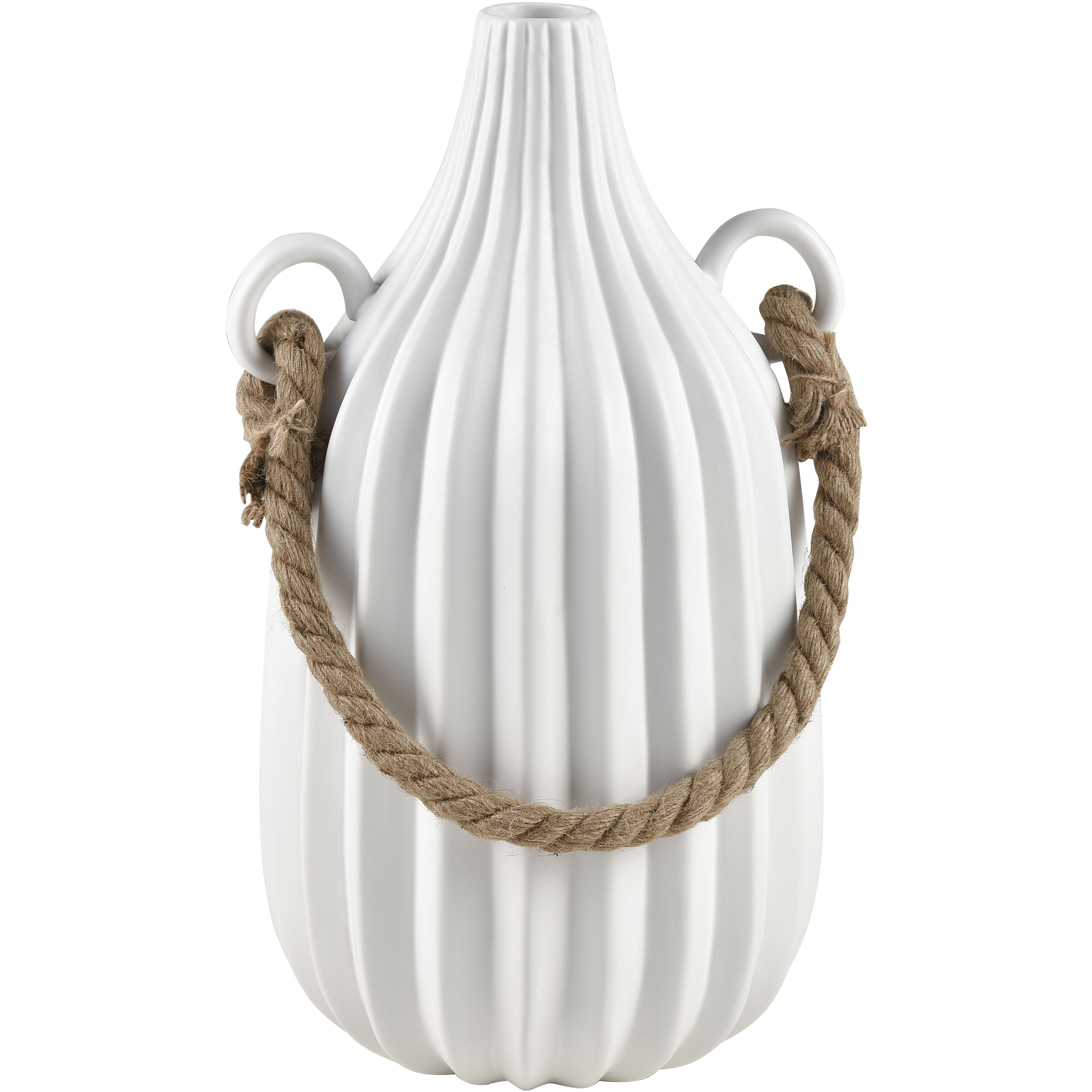 Harding 15.75 X 8.5 inch Vase in Matte White with Natural