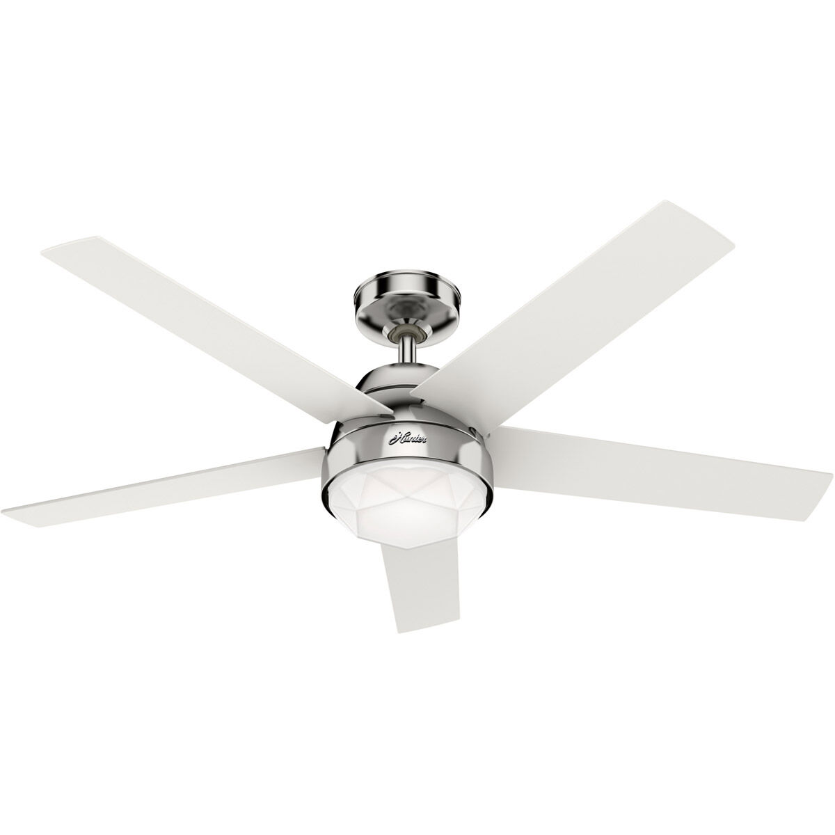 Garland 52 inch Polished Nickel with Fresh White Blades Ceiling Fan