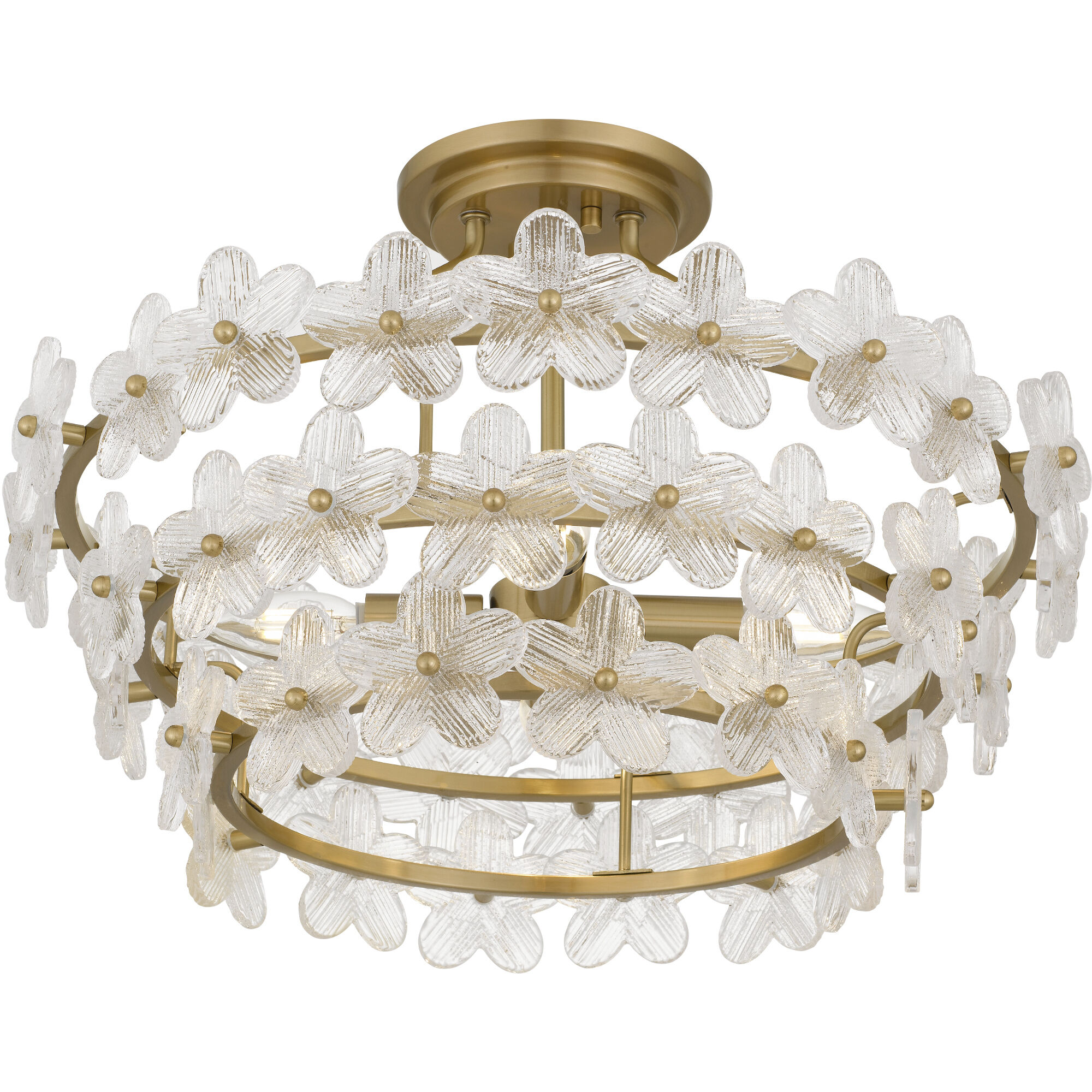 Wright 4 Light 20.5 inch Brushed Gold Semi-Flush Mount Ceiling Light