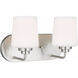 Windom 2 Light 12 inch Brushed Nickel Wall Bath Fixture Wall Light