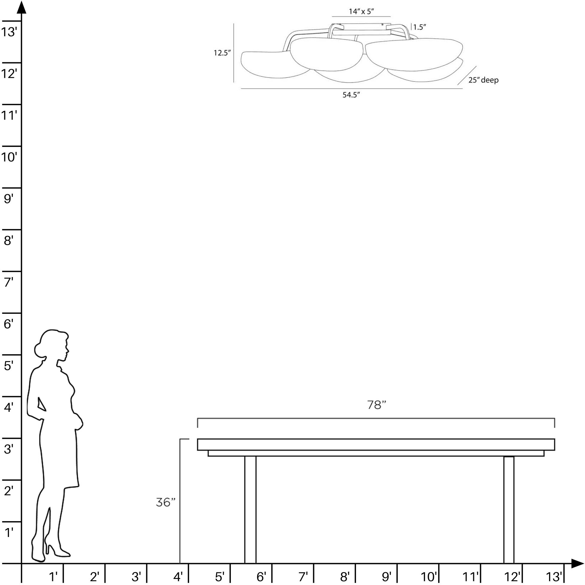 Theo 13 Light 54.5 inch Gold Leaf Flush Mount Ceiling Light