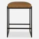 Atticus 25.75 inch Satin Black with Camel Faux Leather Counter Stool