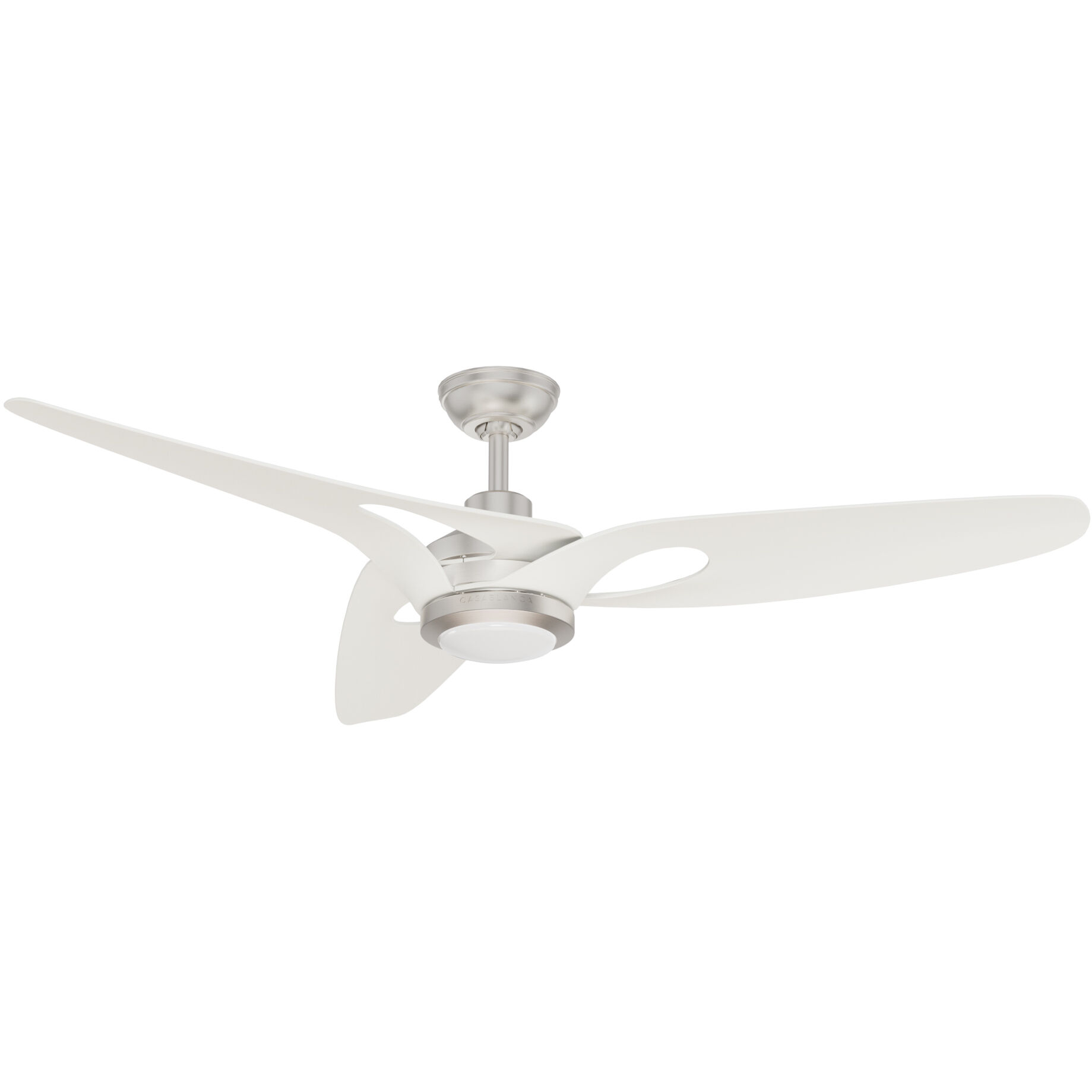 Inez 60 inch Brushed Nickel with Fresh White Blades Outdoor Ceiling Fan
