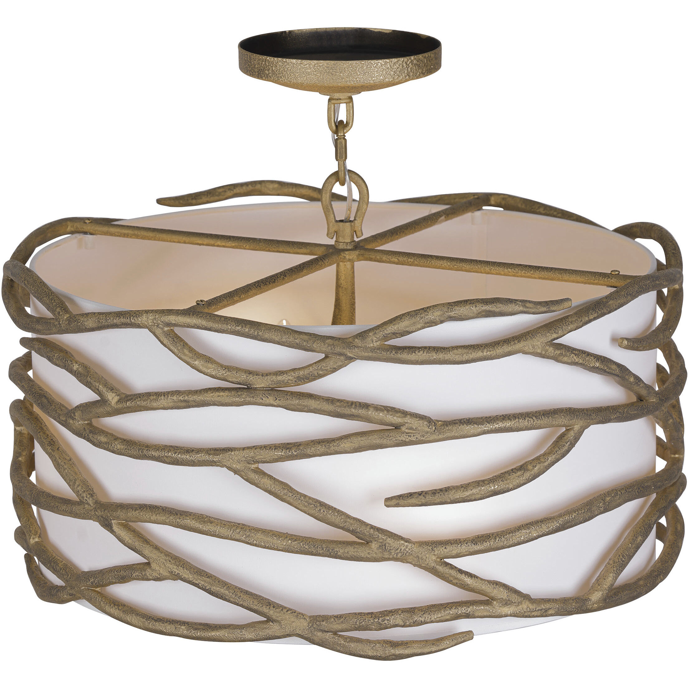 Branch Reality 4 Light 20 inch Textured Ashen Gold Semi Flush Mount Ceiling Light