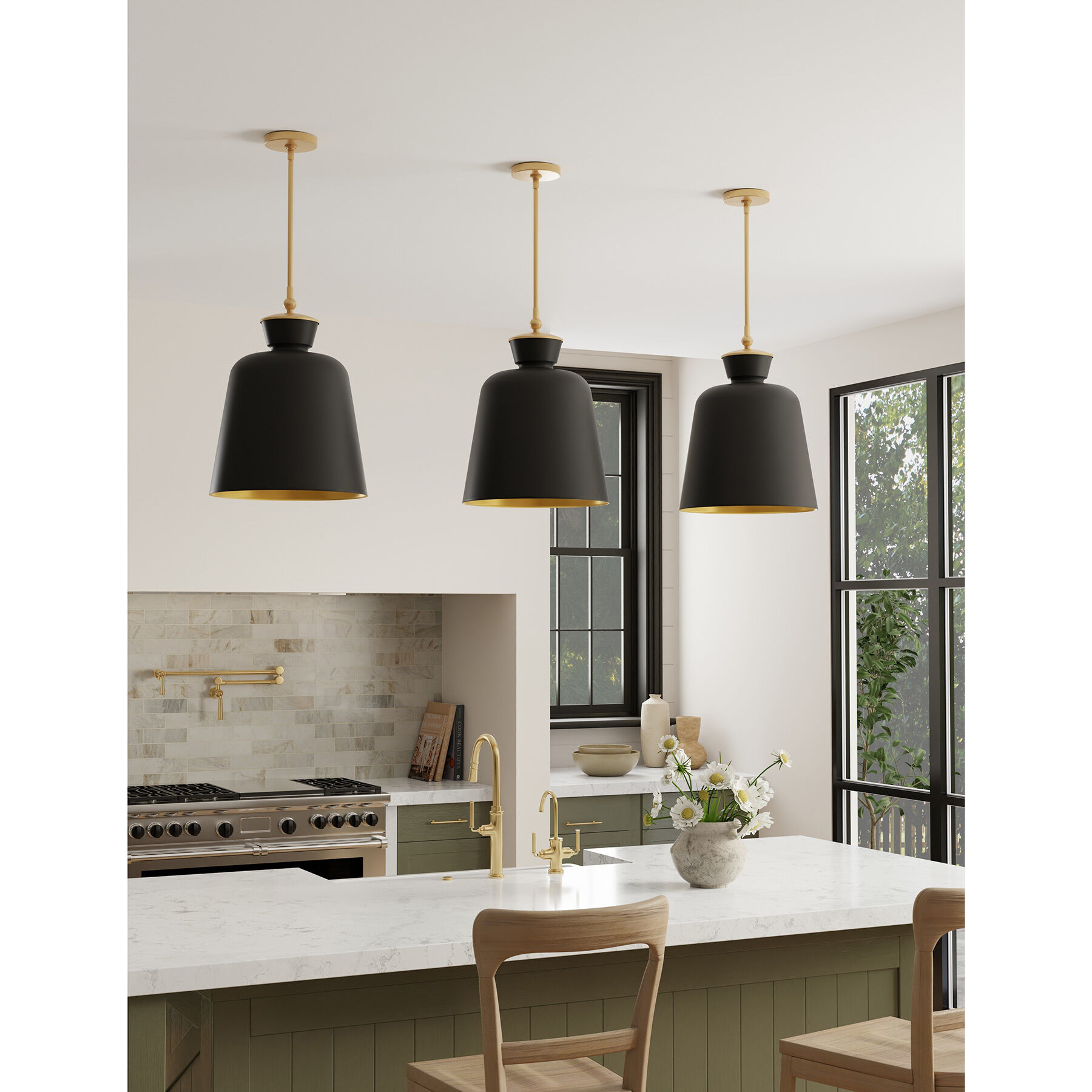 Holloway 1 Light 15 inch Legacy Brass and Dark Matte Black Pendant Ceiling Light