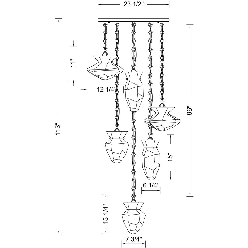 Bolsa 6 Light 31 inch Winter Brass Chandelier Ceiling Light