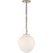 Thomas O'Brien Katie2 1 Light 10.5 inch Polished Nickel Acorn Pendant Ceiling Light in White Glass