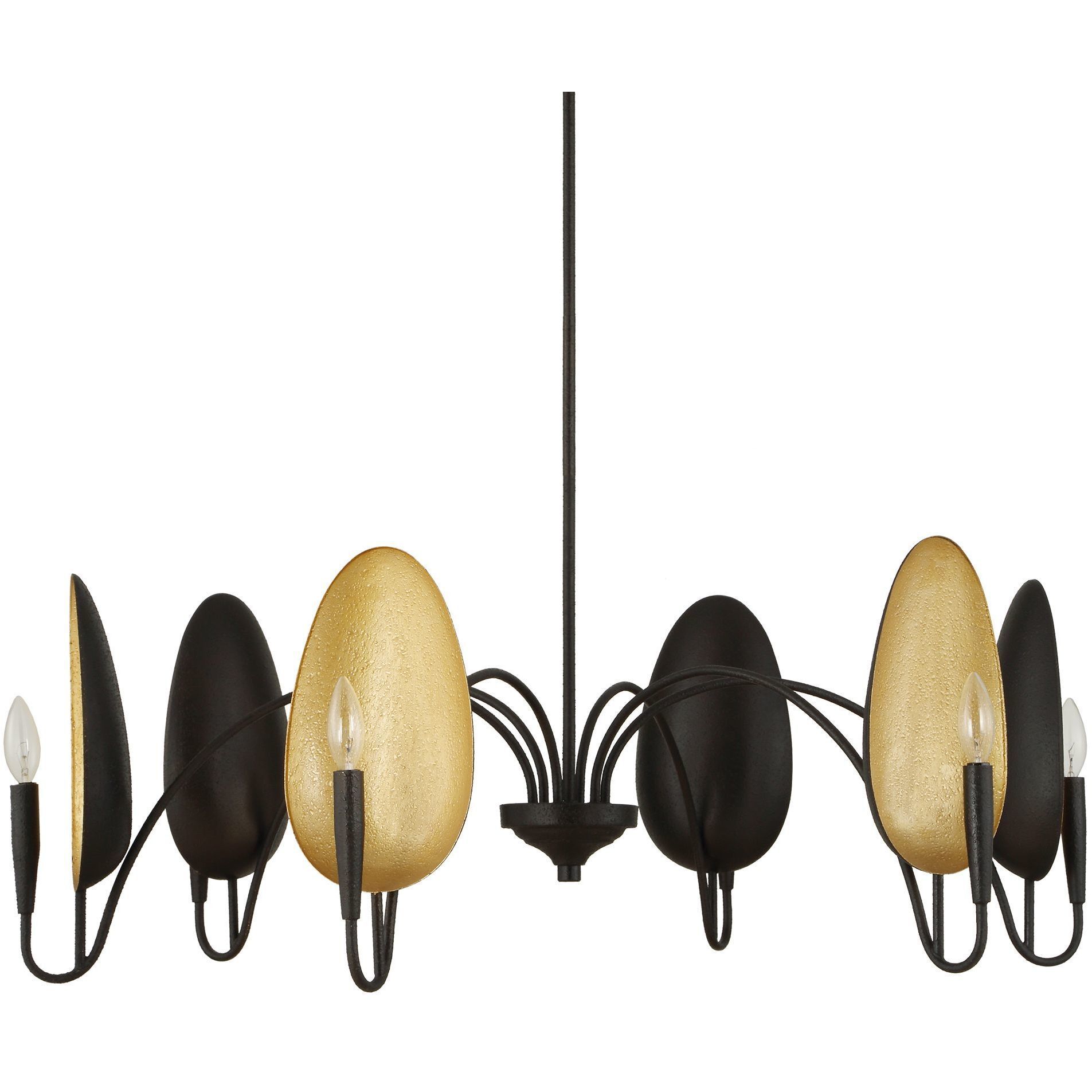Warwick 6 Light 41.5 inch Black and Gold Textured Chandelier Ceiling Light
