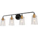 Ronna 4 Light 35 inch Black and Soft Gold Bath & Vanity Wall Light