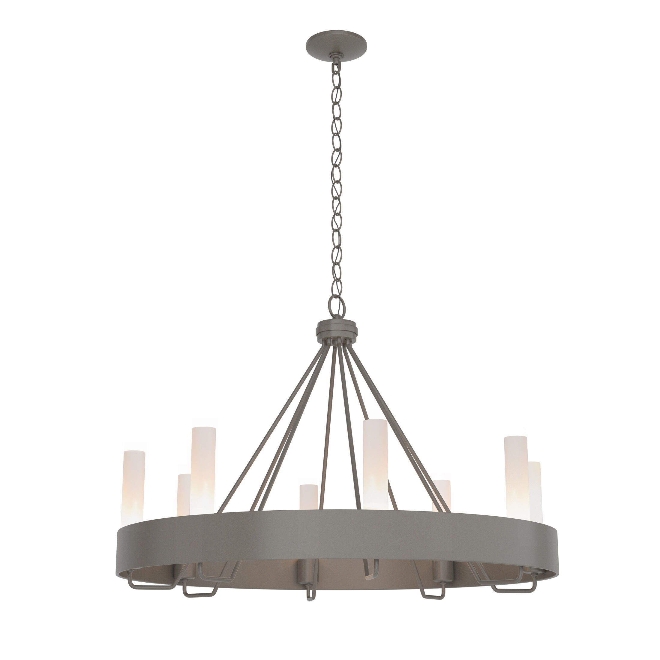 Banded Ring 8 Light 32 inch Dark Smoke Chandelier Ceiling Light in Frosted