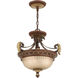 Villa Verona 2 Light 15 inch Verona Bronze with Aged Gold Leaf Accents Convertible Inverted Pendant/Ceiling Mount Ceiling Light