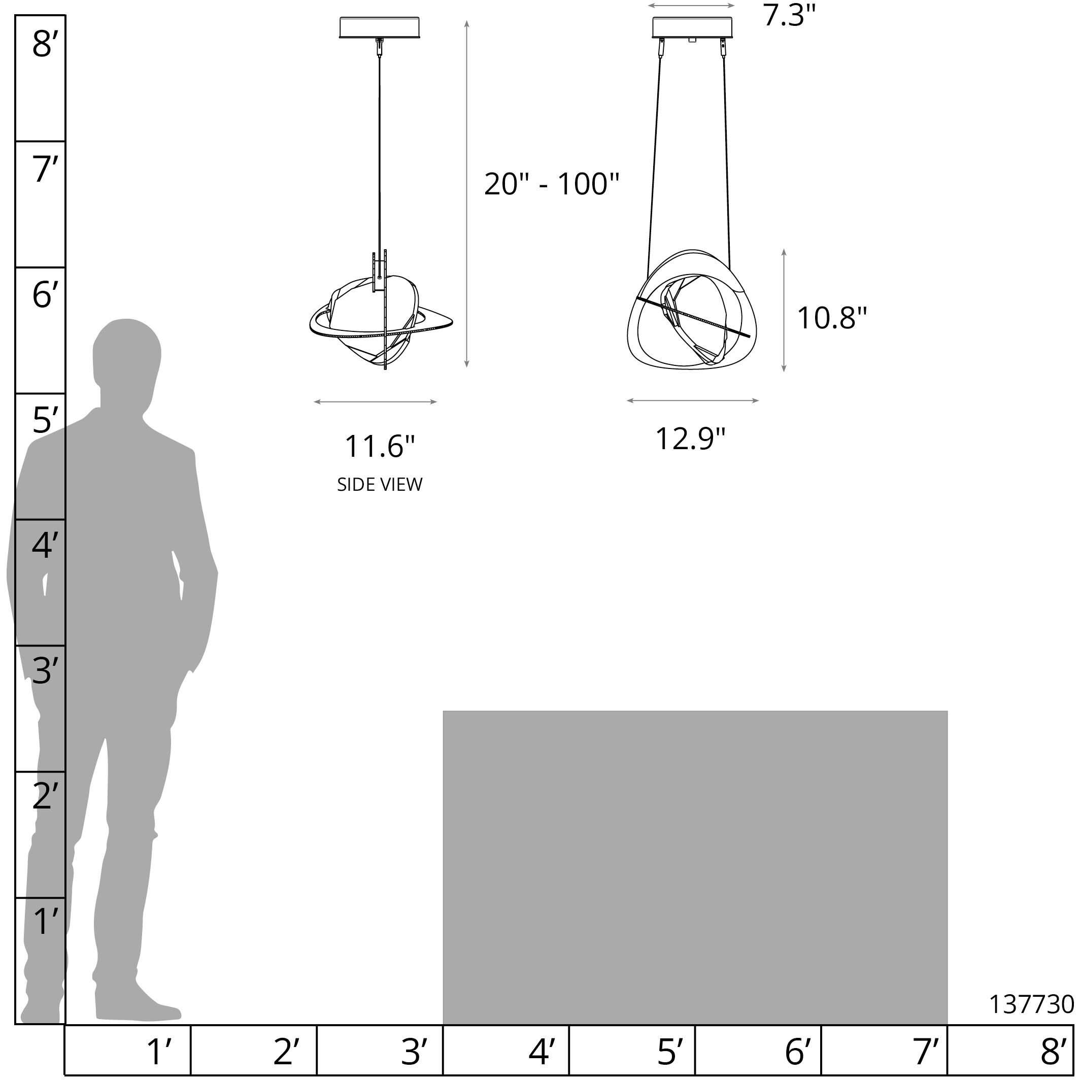 Venn LED 12.9 inch Modern Brass Pendant Ceiling Light