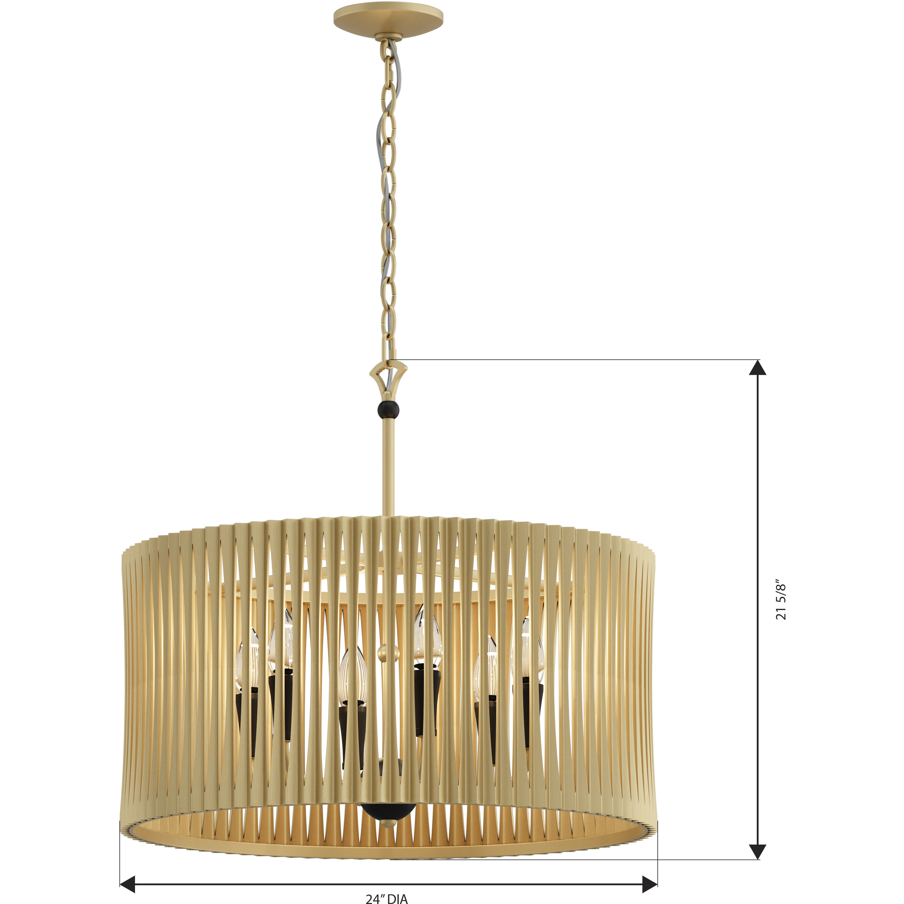 Aven 6 Light 24 inch Sand Coal Black and Legacy Brass Pendant Ceiling Light