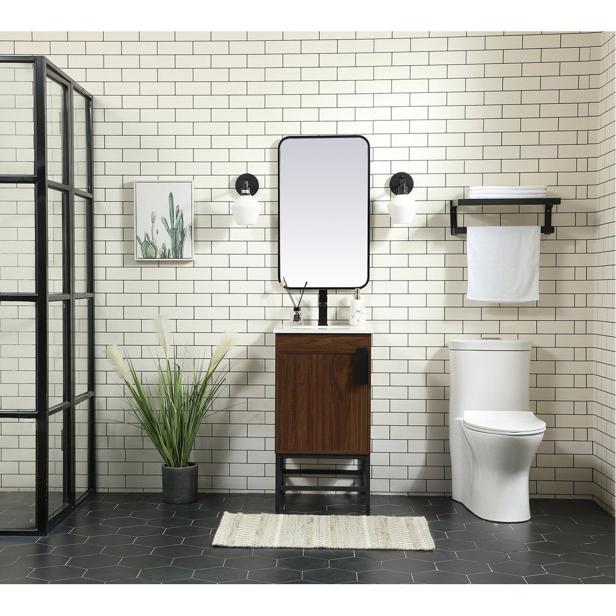 Eugene 19 X 18 X 33.5 inch Walnut Vanity Sink Set