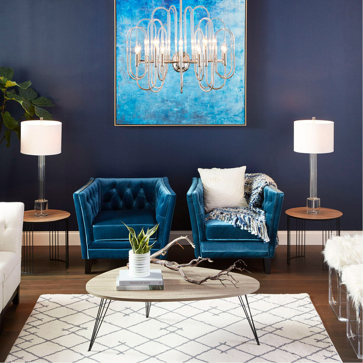 Electric Moon 22 inch Oak Veneer And Black Nesting Tables