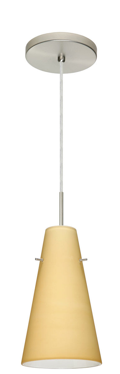 Cierro 1 Light Satin Nickel Pendant Ceiling Light in Incandescent, Vanilla Matte Glass
