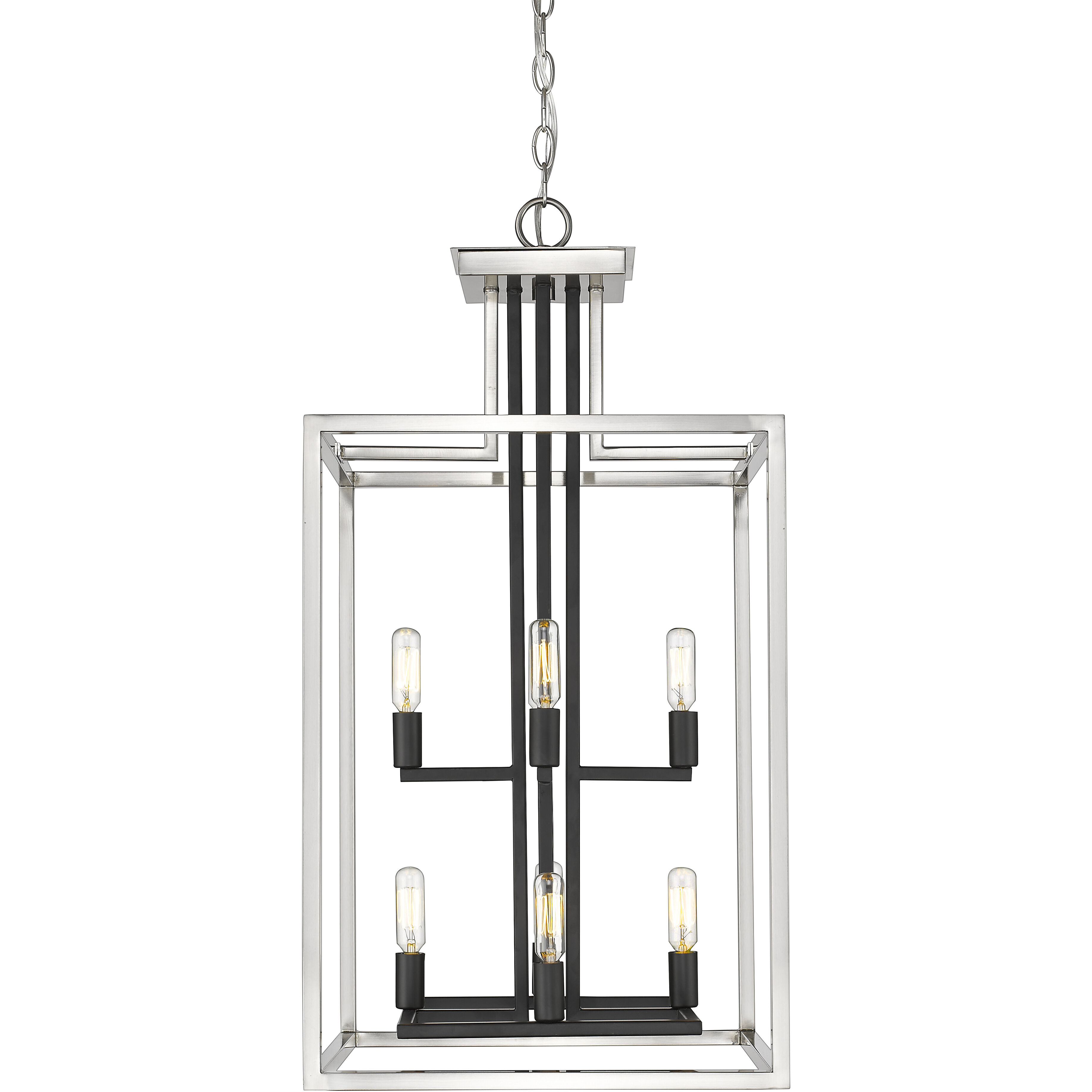 Quadra 8 Light 15 inch Brushed Nickel and Black Chandelier Ceiling Light