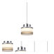 Pivot LED Satin Nickel Pendant Ceiling Light in Opal Glossy/Smoke Glass