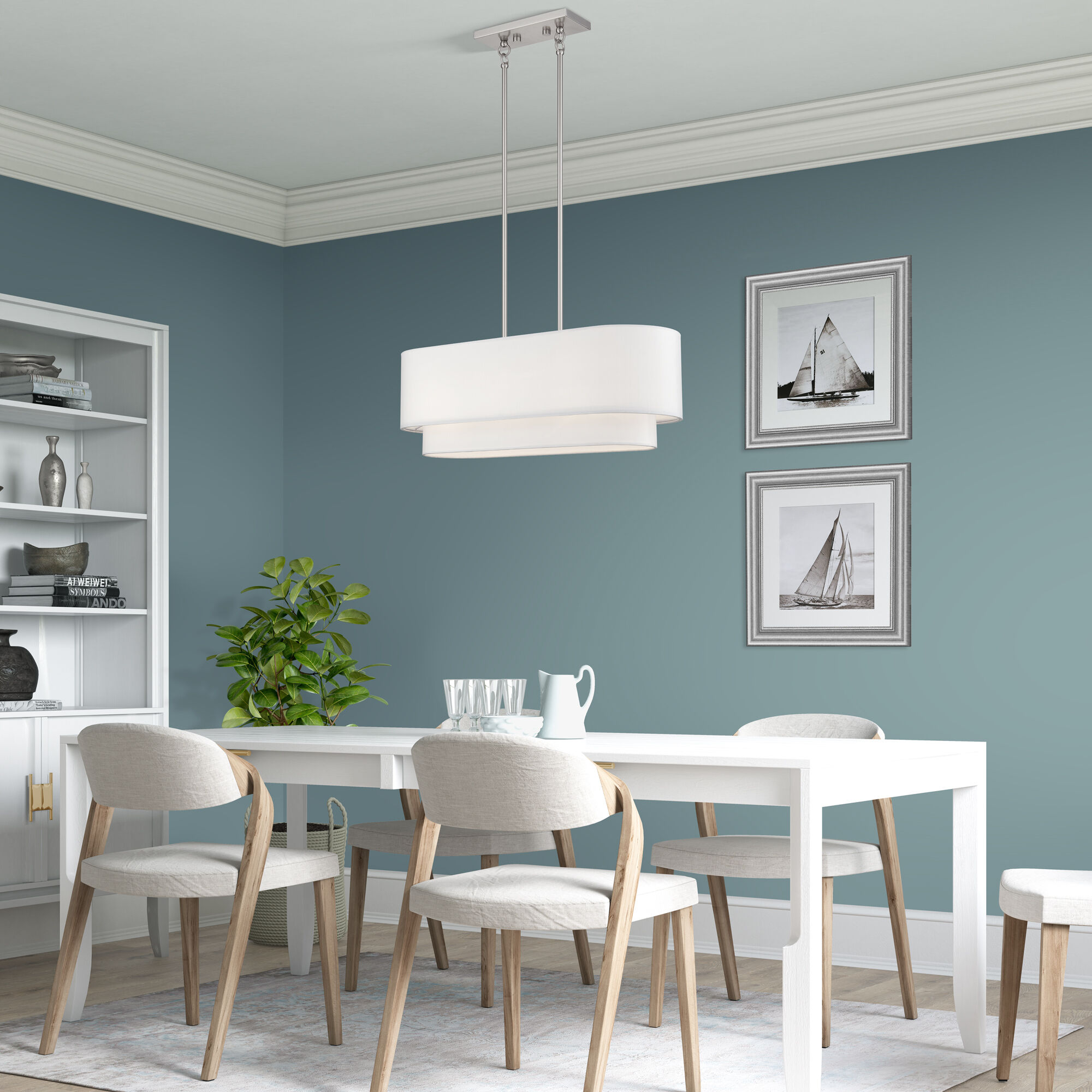 Manorwood 3 Light 30 inch Brushed Nickel Linear Chandelier Ceiling Light