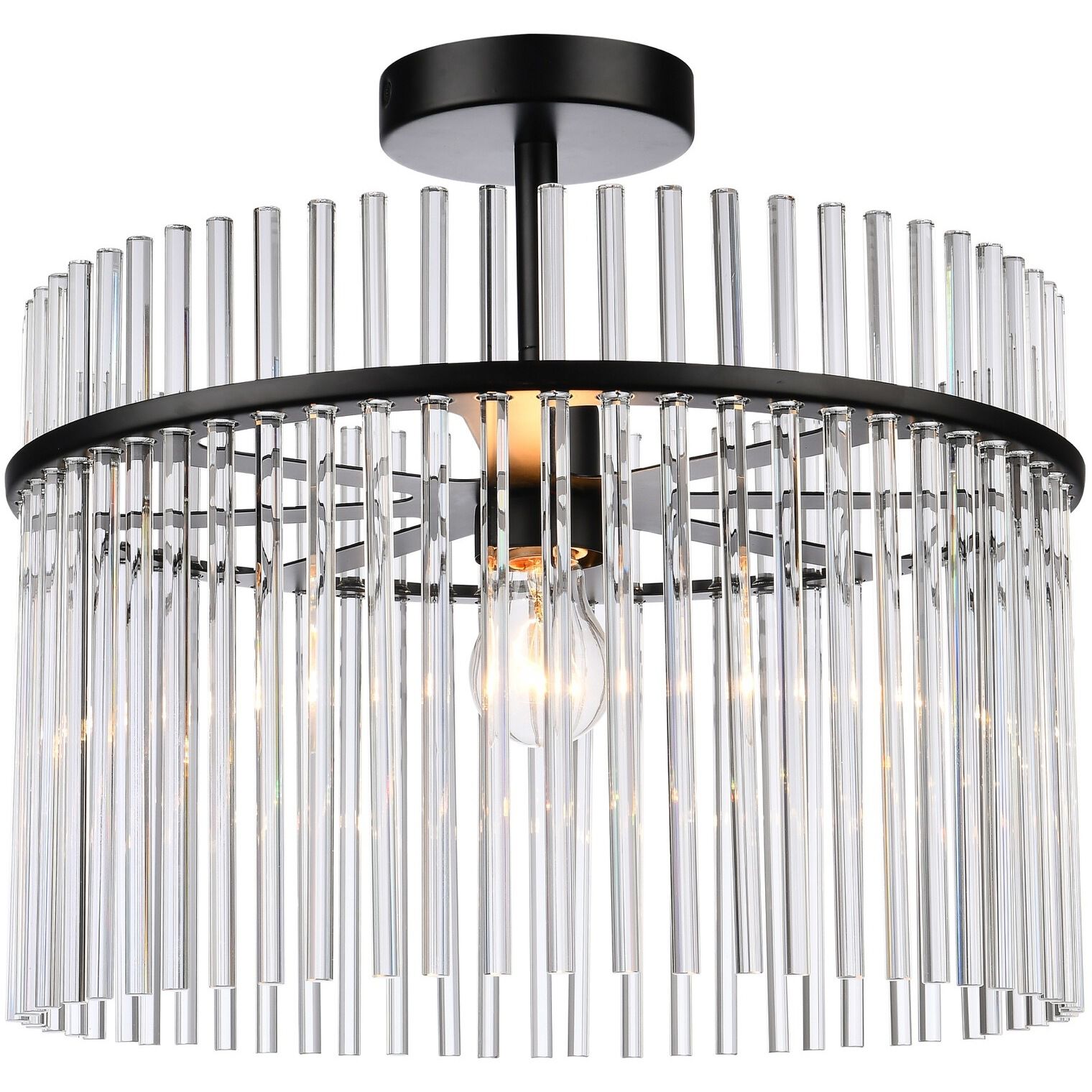 Ava 1 Light 15.7 inch Black Semi Flush Mount Ceiling Light