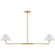 Stella 2 Light 44 inch Natural Brass Linear Chandelier Ceiling Light