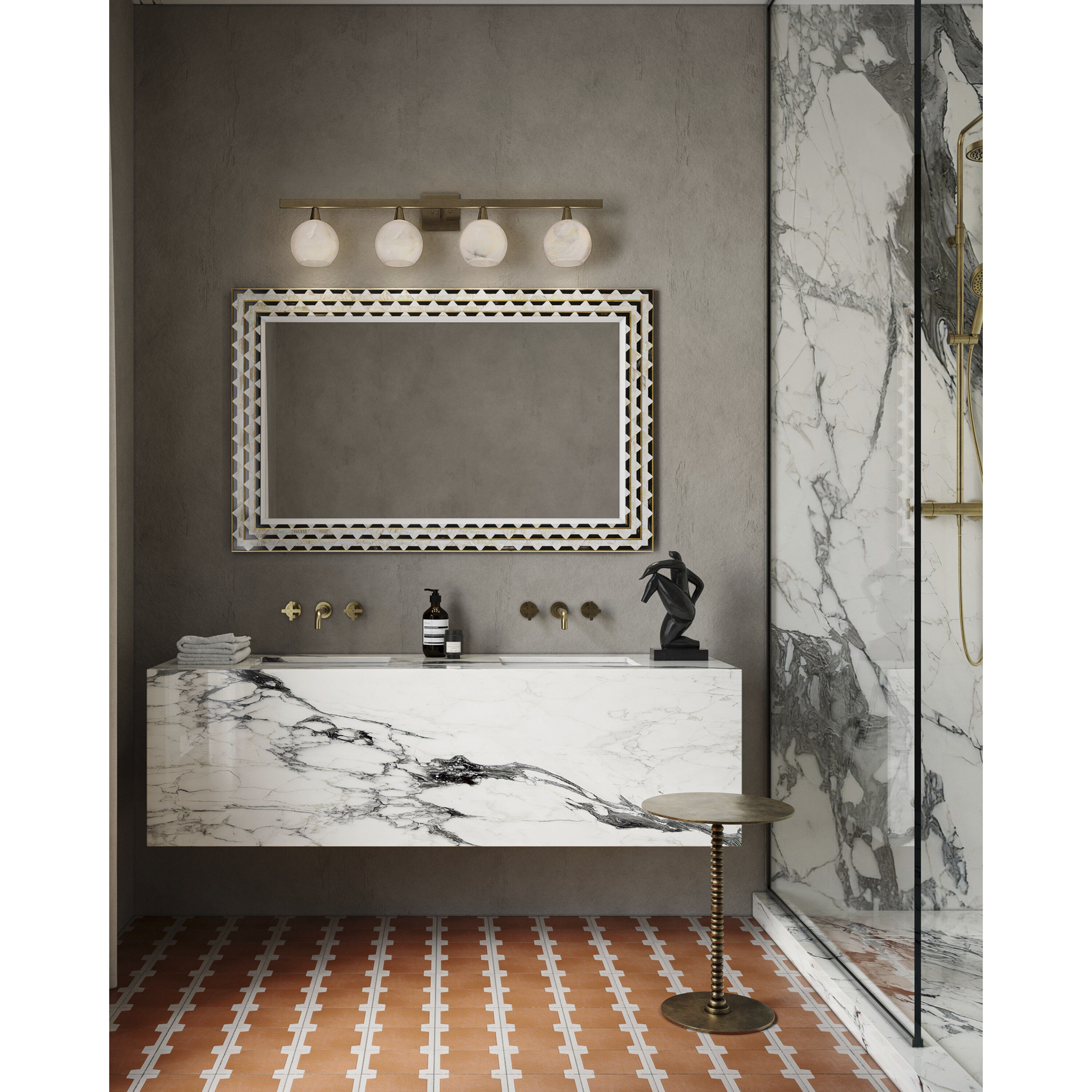 Macy 48 X 30 inch Natural/Brass/Mirror Mirror