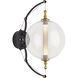 Otto LED 11 inch Black with Brass Accents Sconce Wall Light, Sphere