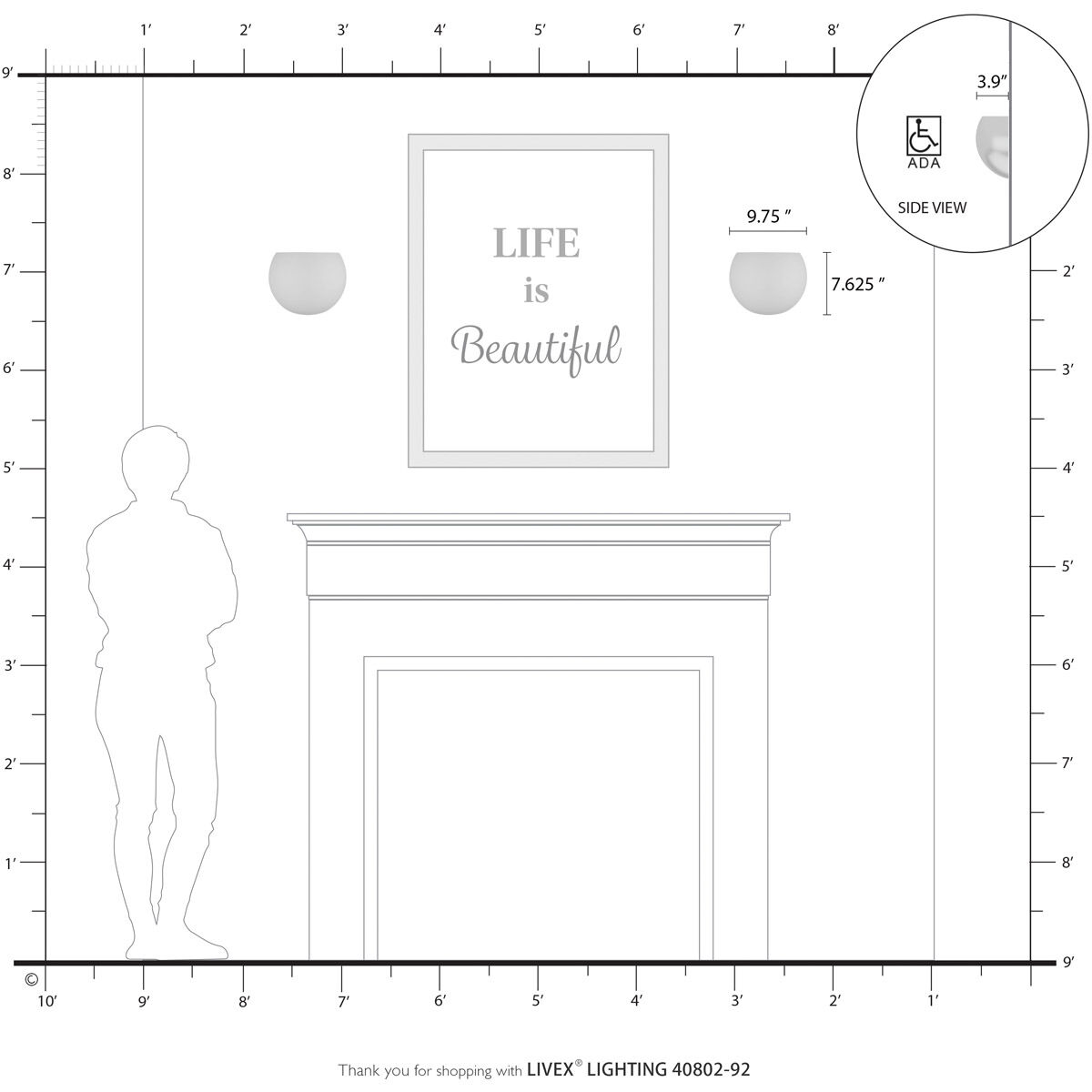 Piedmont 1 Light 10 inch English Bronze ADA Wall Sconce Wall Light