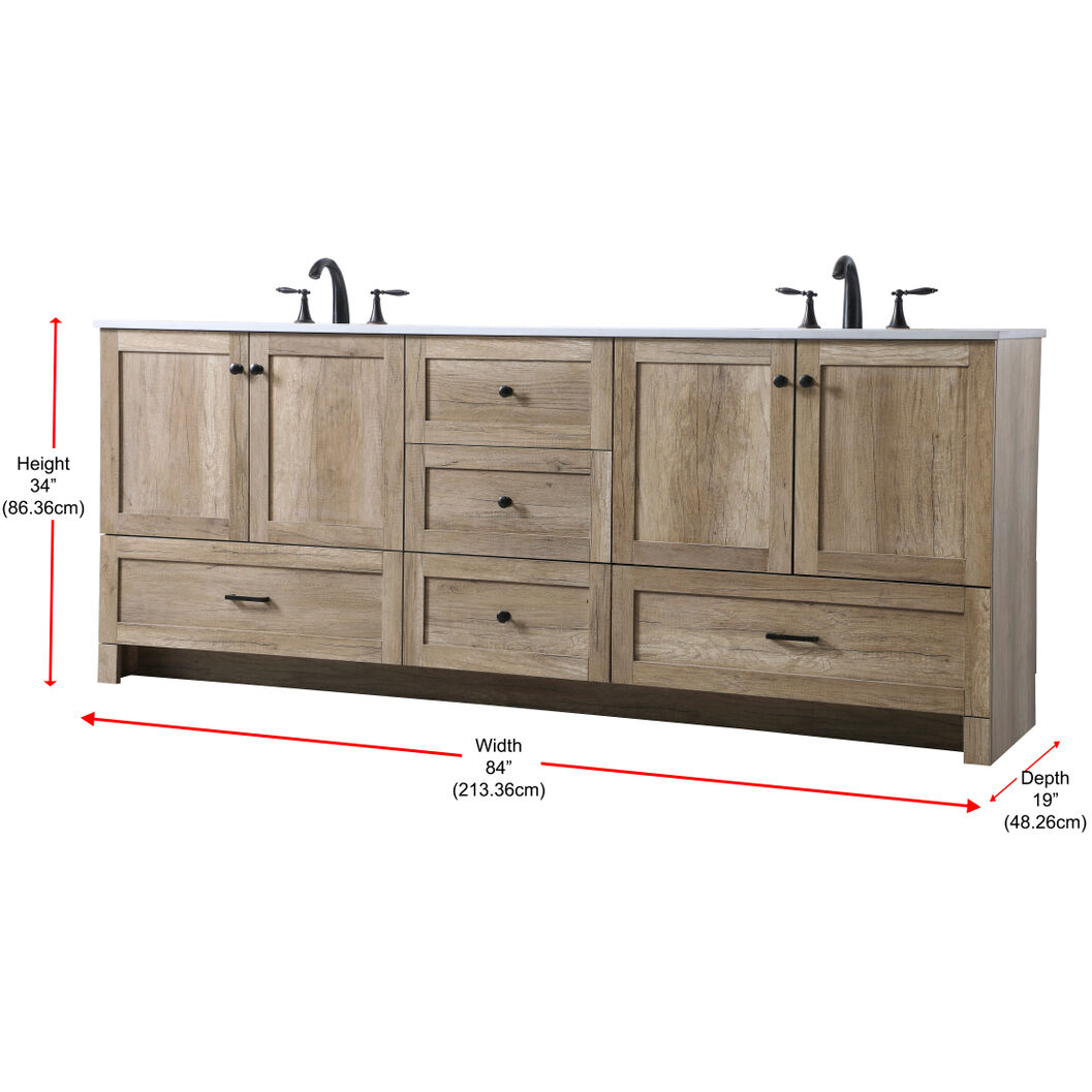 Soma 84 X 19 X 34 inch Natural Oak Vanity Sink Set