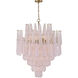 Ollie 21 Light 33.25 inch Aged Brass Chandelier Ceiling Light in Sand Glass Blush